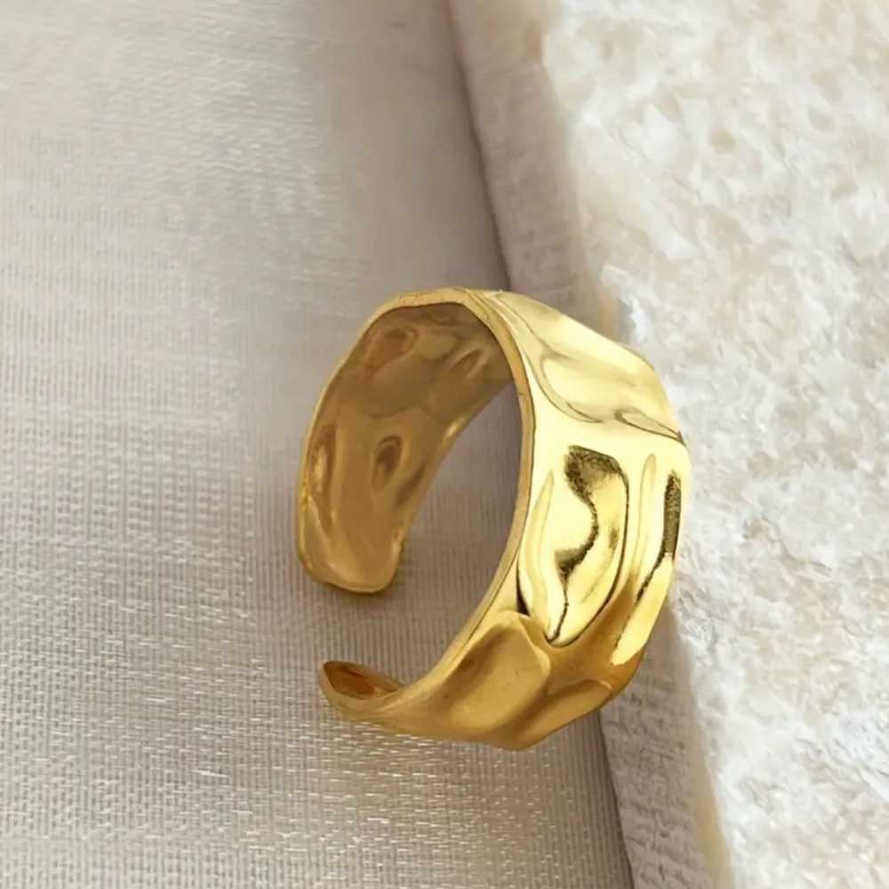 Wide Design With Texture Open Ring, - image 2